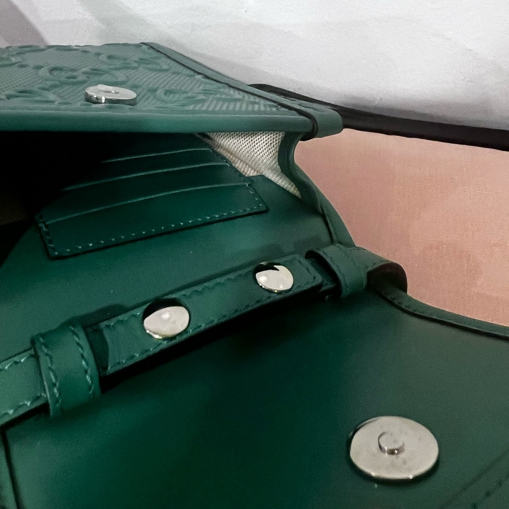 Gucci Embossed Leather Green Crossbody Mini Bag - Picture 3 of 5